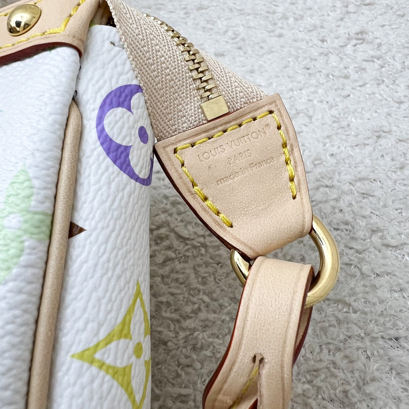 LV Louis Vuitton x Takashi Murakami Pochette Accessoires in Multicolore Blanc Monogram Canvas and GHW (Model: M13404)