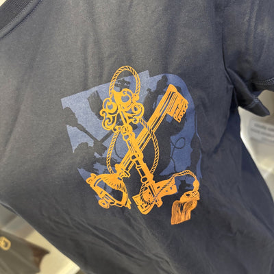 Hermes Droit Cartouche T-shirt in Bleu Noir Cotton
