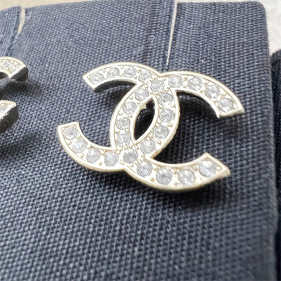 Chanel Classic CC Logo Earrings with Crystals in LGHW