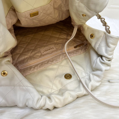 Chanel 22 Medium Hobo Handbag in 23S Pearly Cream Ombre Iridescent Calfskin and AGHW