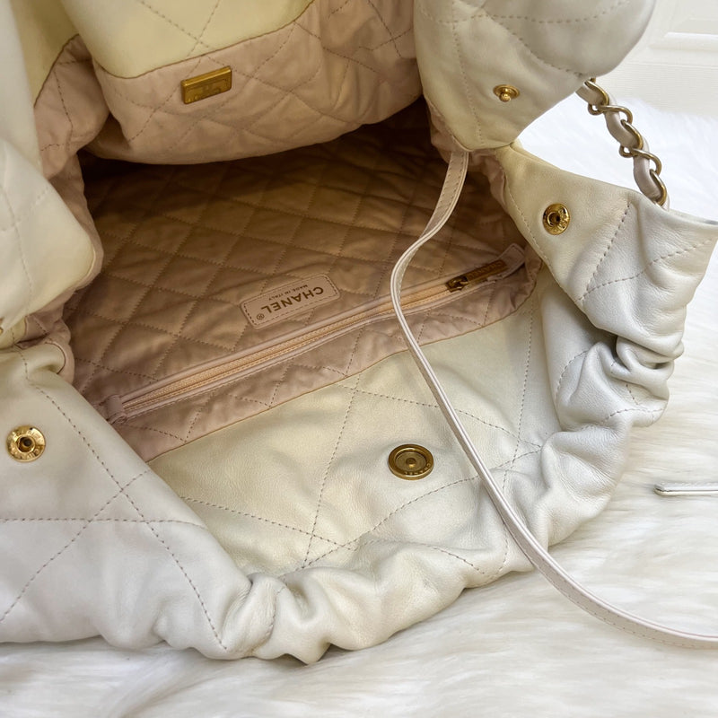 Chanel 22 Medium Hobo Handbag in 23S Pearly Cream Ombre Iridescent Calfskin and AGHW