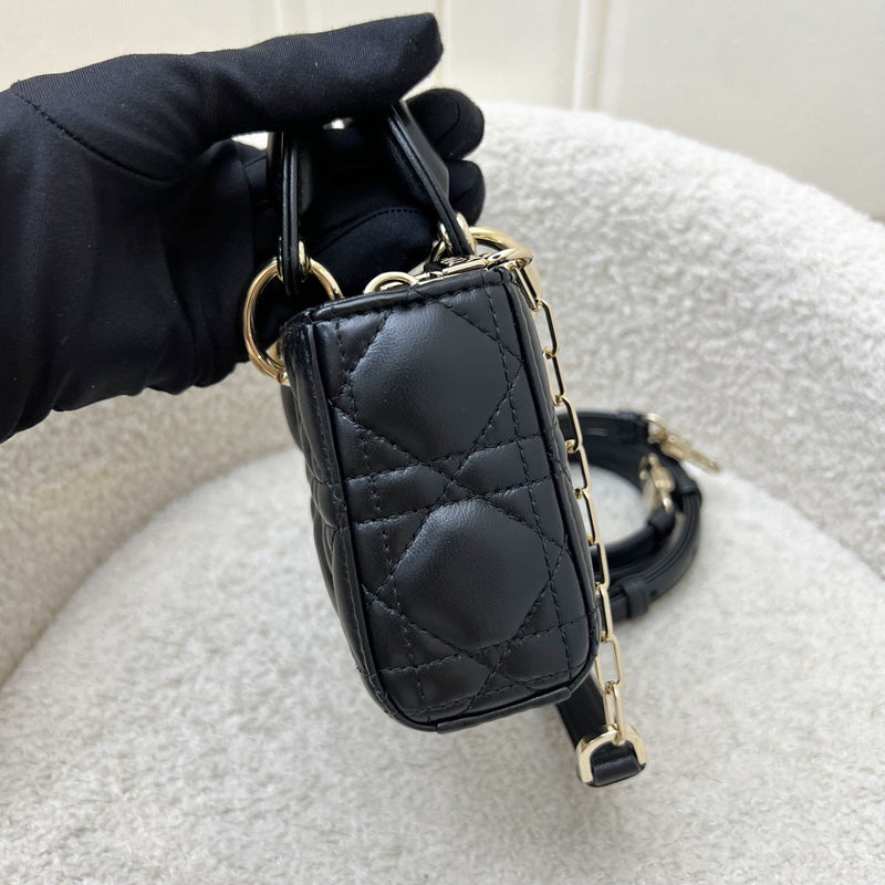 Dior Micro Lady D-Joy Bag in Black Cannage Lambskin and LGHW