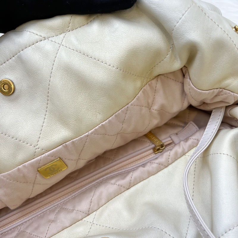 Chanel 22 Medium Hobo Handbag in 23S Pearly Cream Ombre Iridescent Calfskin and AGHW