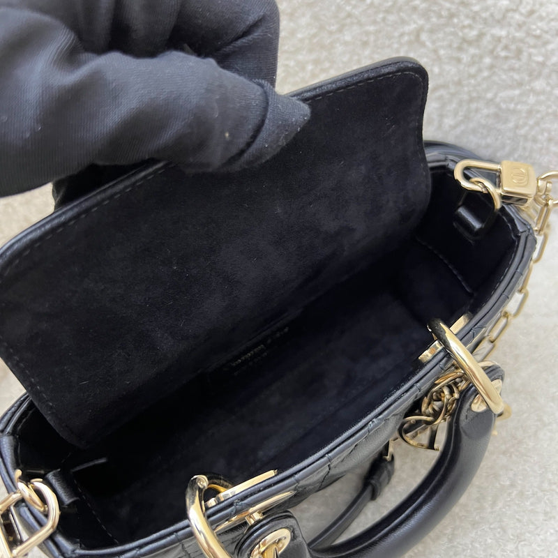 Dior Micro Lady D-Joy Bag in Black Cannage Lambskin and LGHW