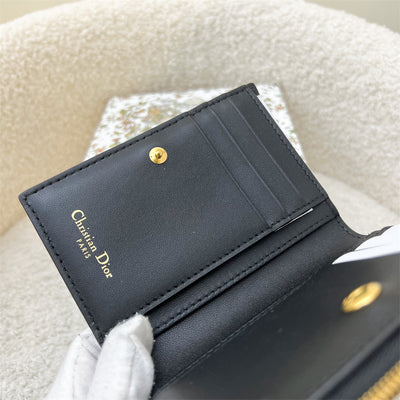 Dior Caro Dahlia Wallet in Black Calfskin and GHW