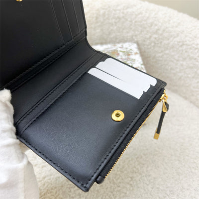 Dior Caro Dahlia Wallet in Black Calfskin and GHW