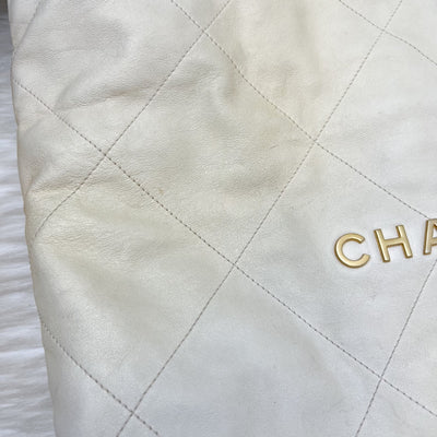 Chanel 22 Medium Hobo Handbag in 23S Pearly Cream Ombre Iridescent Calfskin and AGHW