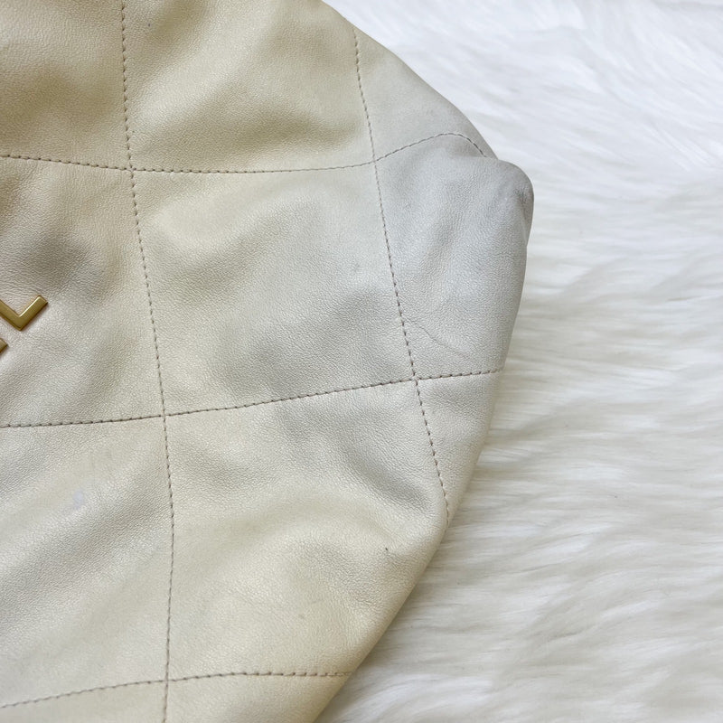 Chanel 22 Medium Hobo Handbag in 23S Pearly Cream Ombre Iridescent Calfskin and AGHW