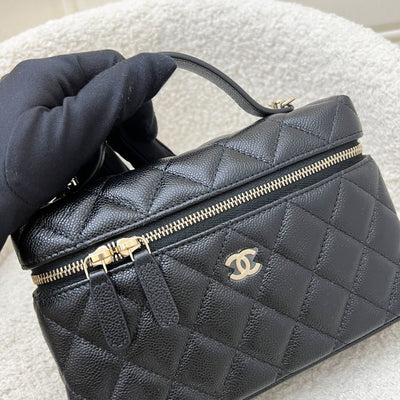 [Brand New Aug 2025] Chanel 25B Vanity / Clutch with Chain (LP Style Bag) in Black Caviar and LGHW (Model: AP4385)