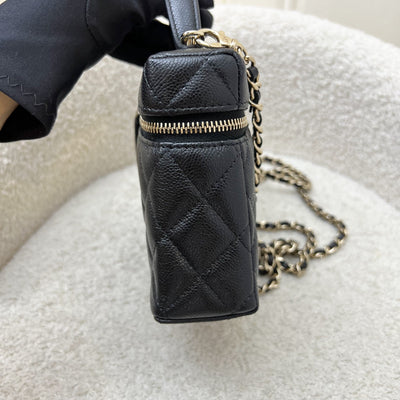[Brand New Aug 2025] Chanel 25B Vanity / Clutch with Chain (LP Style Bag) in Black Caviar and LGHW (Model: AP4385)
