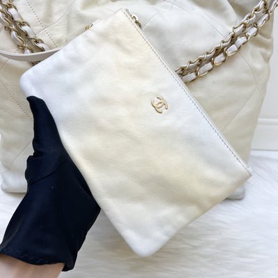 Chanel 22 Medium Hobo Handbag in 23S Pearly Cream Ombre Iridescent Calfskin and AGHW
