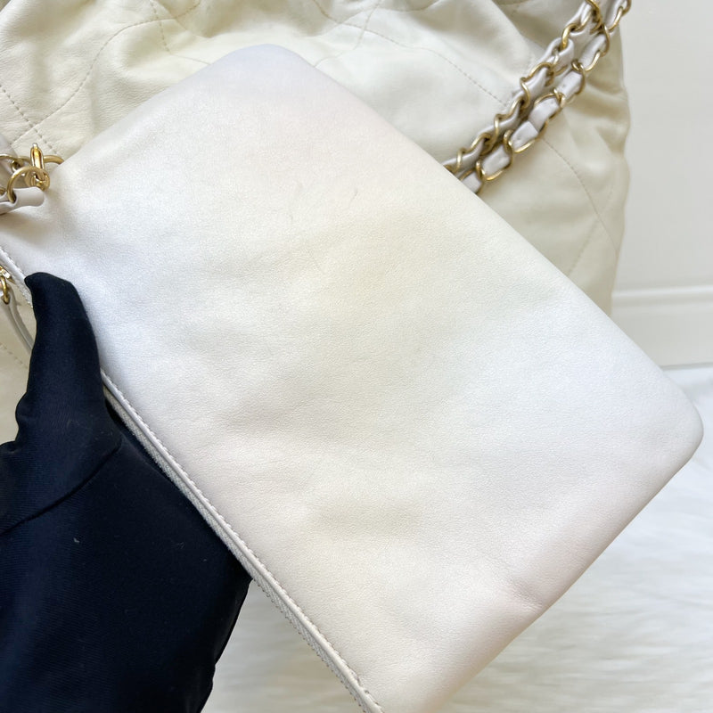 Chanel 22 Medium Hobo Handbag in 23S Pearly Cream Ombre Iridescent Calfskin and AGHW