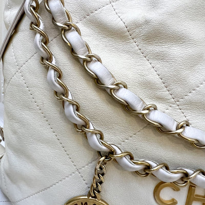 Chanel 22 Medium Hobo Handbag in 23S Pearly Cream Ombre Iridescent Calfskin and AGHW