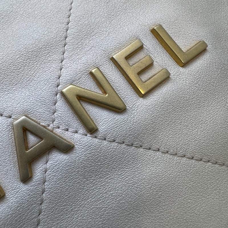 Chanel 22 Medium Hobo Handbag in 23S Pearly Cream Ombre Iridescent Calfskin and AGHW