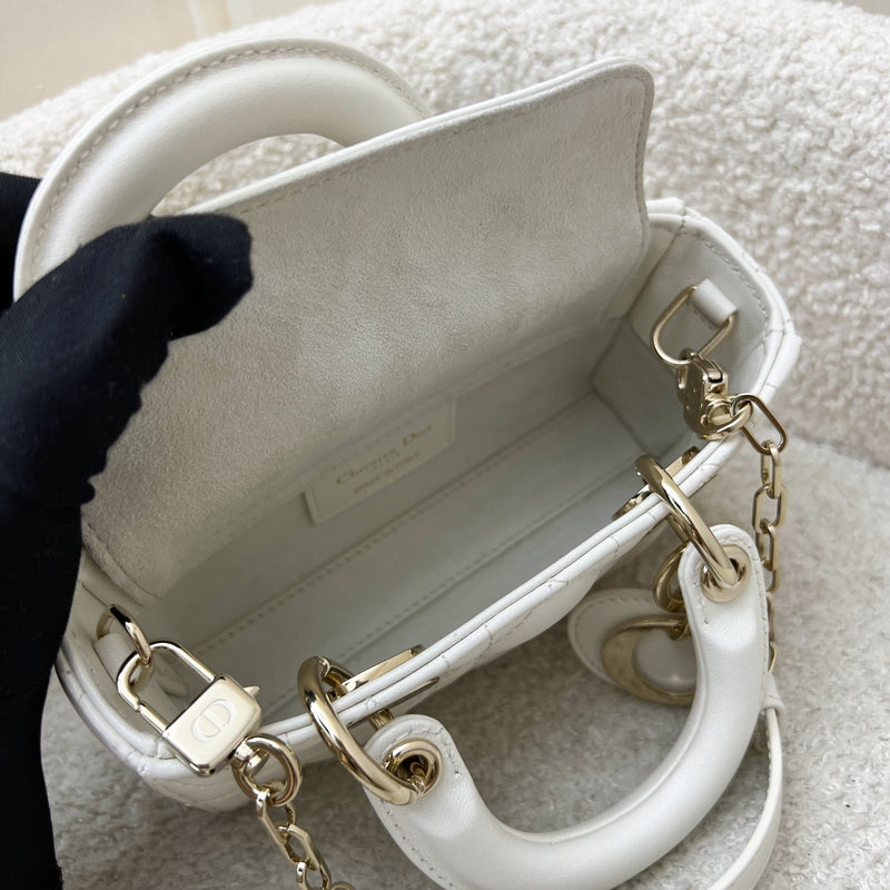 Dior Micro Lady D-Joy Bag in Latte Lambskin and LGHW (Model: S0910ONGE, Colour: M030)