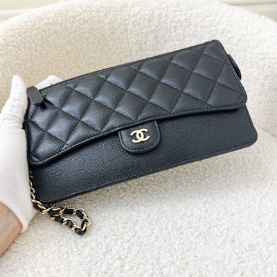 Chanel Wristlet Clutch in Black Caviar and LGHW