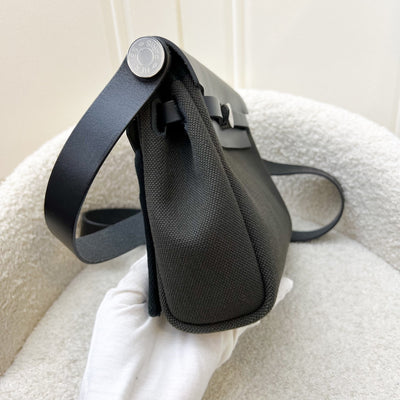 Hermes Mini Herbag Retourne in Dark Bronze Toile Militaire Canvas, Noir Black Leather and PHW