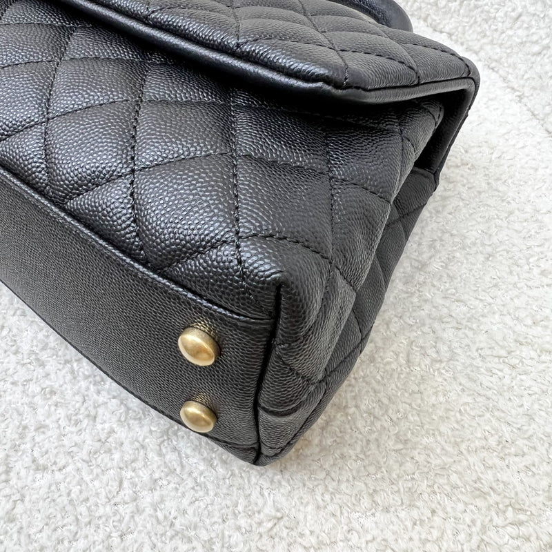Chanel Small 24cm Coco Handle Flap in Black Caviar and AGHW (Model: A92990)