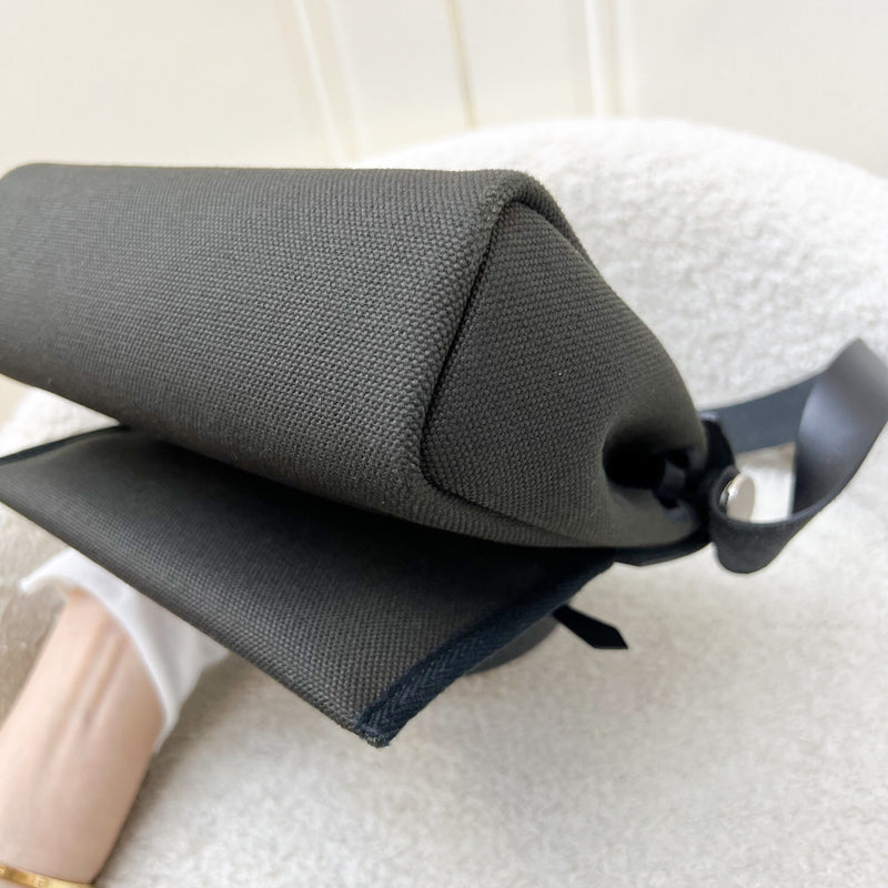 Hermes Mini Herbag Retourne in Dark Bronze Toile Militaire Canvas, Noir Black Leather and PHW