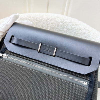 Hermes Mini Herbag Retourne in Dark Bronze Toile Militaire Canvas, Noir Black Leather and PHW
