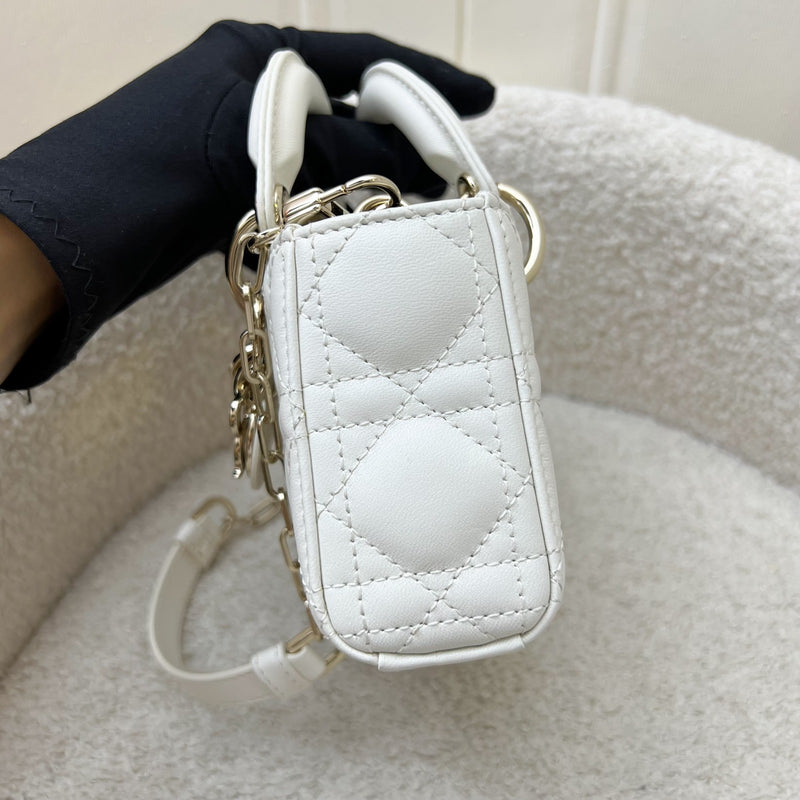 Dior Micro Lady D-Joy Bag in Latte Lambskin and LGHW (Model: S0910ONGE, Colour: M030)