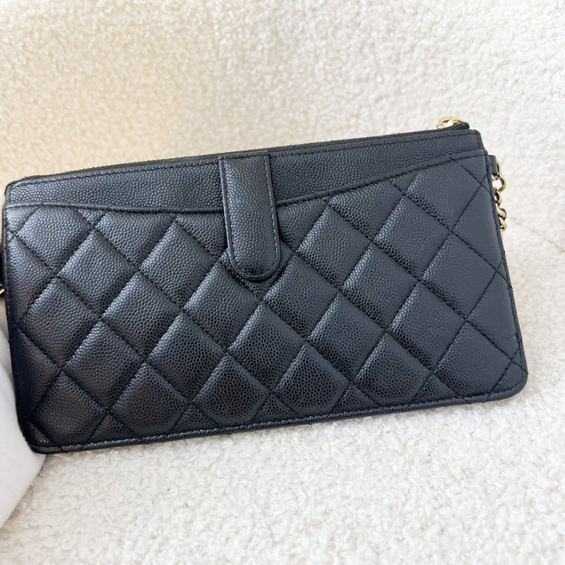 Chanel Wristlet Clutch in Black Caviar and LGHW