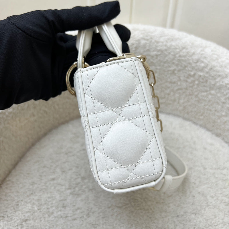 Dior Micro Lady D-Joy Bag in Latte Lambskin and LGHW (Model: S0910ONGE, Colour: M030)