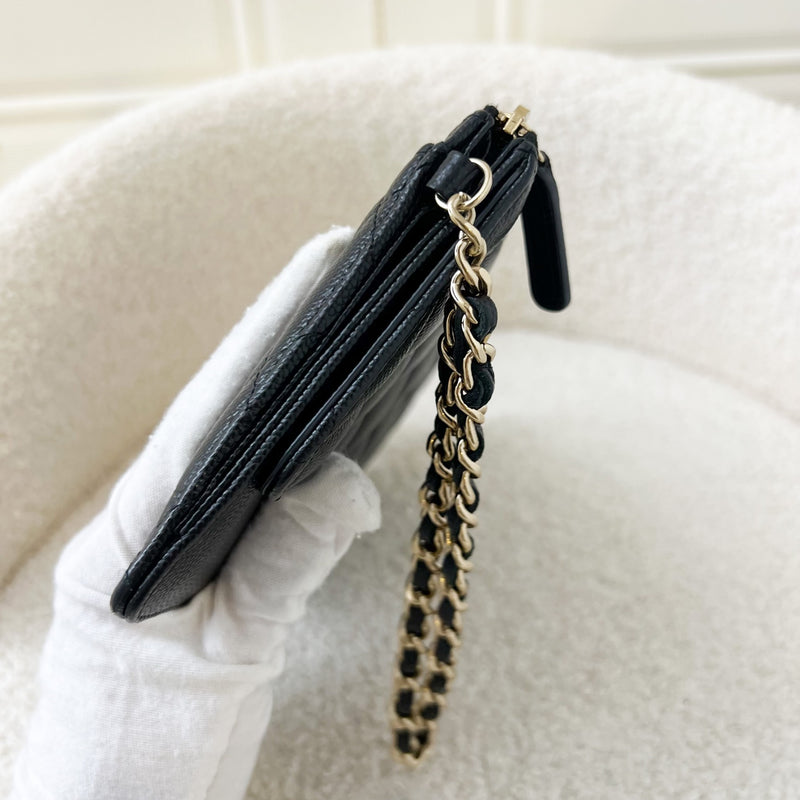 Chanel Wristlet Clutch in Black Caviar and LGHW