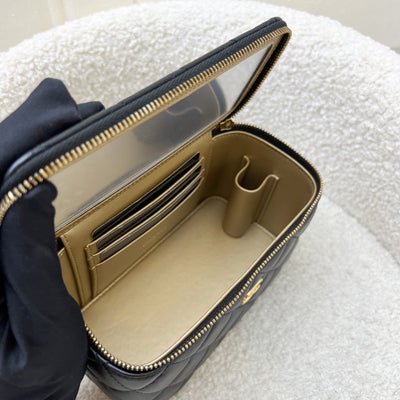Chanel Pearl Crush Small Vanity in 24K Black Lambskin and AGHW (Model: AP2303)