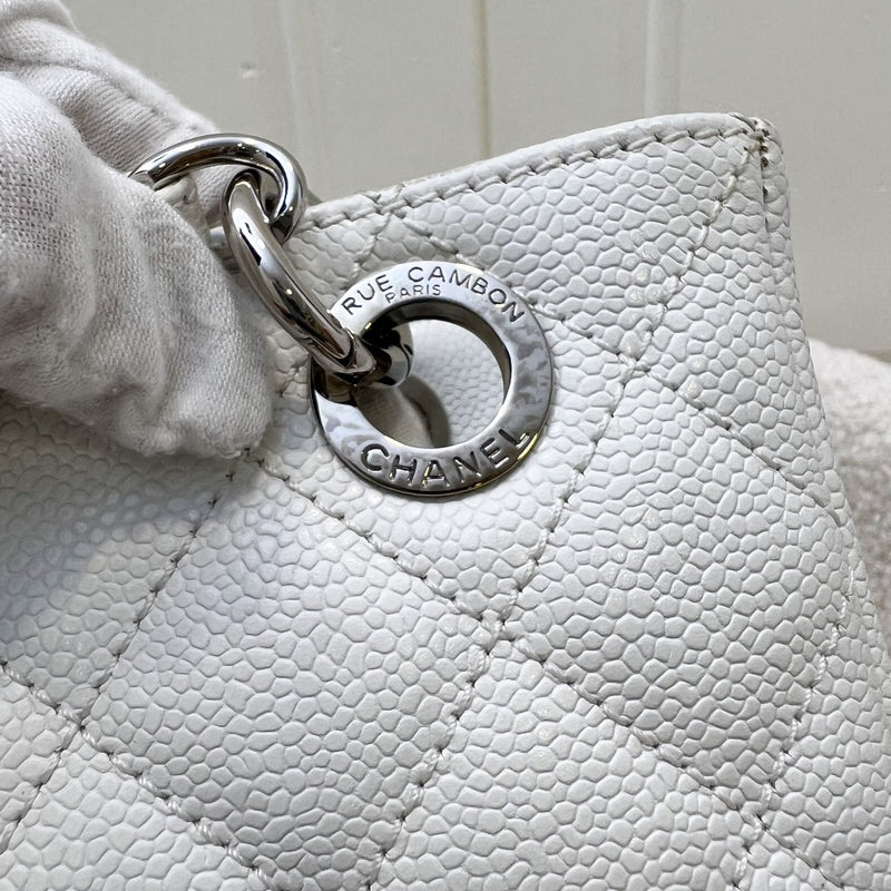 Chanel Petite Shopping Tote PST in White Caviar and SHW