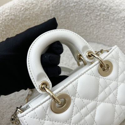 Dior Micro Lady D-Joy Bag in Latte Lambskin and LGHW (Model: S0910ONGE, Colour: M030)