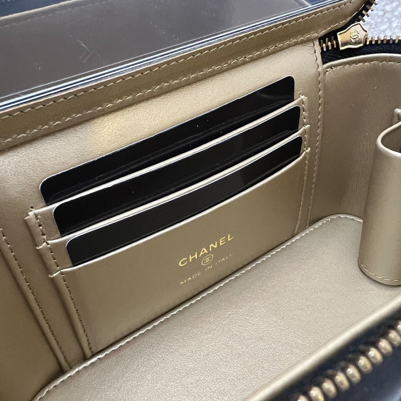 Chanel Pearl Crush Small Vanity in 24K Black Lambskin and AGHW (Model: AP2303)