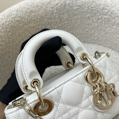Dior Micro Lady D-Joy Bag in Latte Lambskin and LGHW (Model: S0910ONGE, Colour: M030)