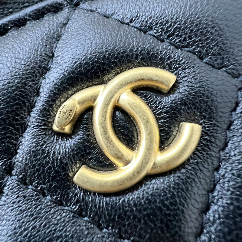 Chanel Pearl Crush Small Vanity in 24K Black Lambskin and AGHW (Model: AP2303)