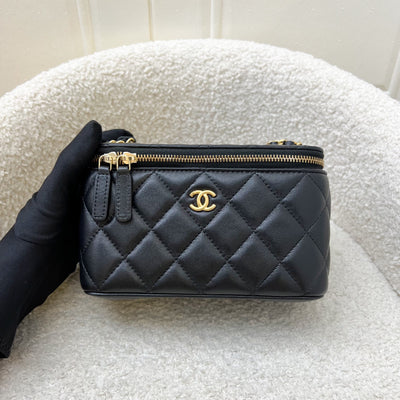 Chanel Pearl Crush Small Vanity in 24K Black Lambskin and AGHW (Model: AP2303)