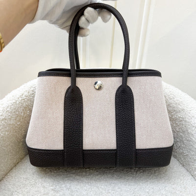 Hermes Garden Party 23 in Ecru-Beige Toile H Viking Canvas, Ebene Veau Negonda Leather and PHW