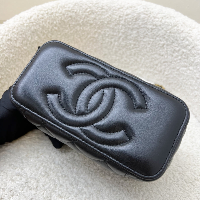 Chanel Pearl Crush Small Vanity in 24K Black Lambskin and AGHW (Model: AP2303)