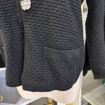 Chanel 25P Cape Cardigan in Black Viscose and Cashmere Sz 36