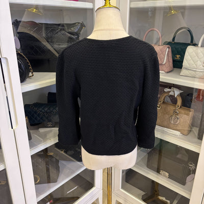 Chanel 25P Cape Cardigan in Black Viscose and Cashmere Sz 36
