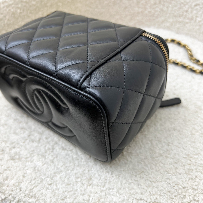 Chanel Pearl Crush Small Vanity in 24K Black Lambskin and AGHW (Model: AP2303)