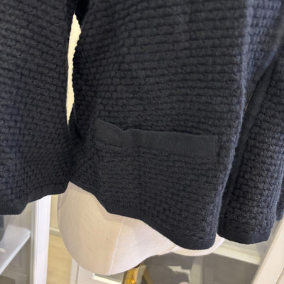 Chanel 25P Cape Cardigan in Black Viscose and Cashmere Sz 36