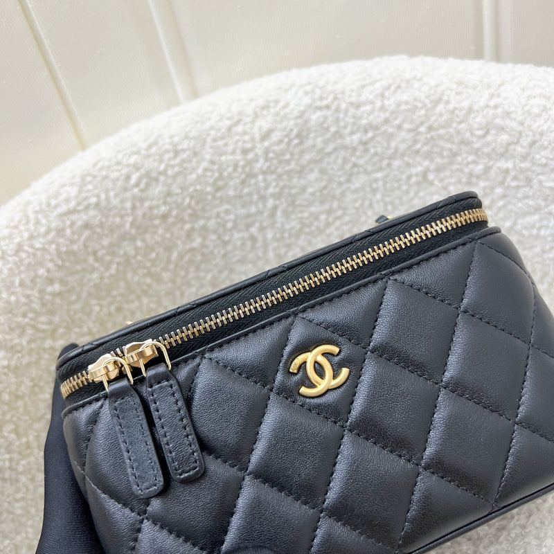 Chanel Pearl Crush Small Vanity in 24K Black Lambskin and AGHW (Model: AP2303)