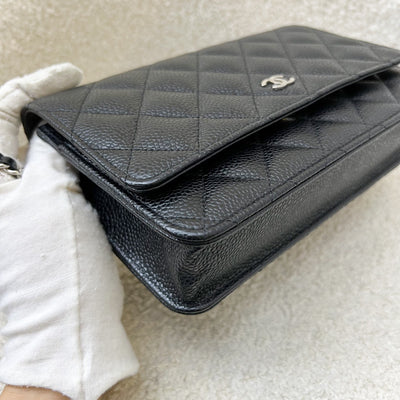 Chanel Classic Wallet on Chain WOC in Black Caviar and SHW (Model: AP0250)