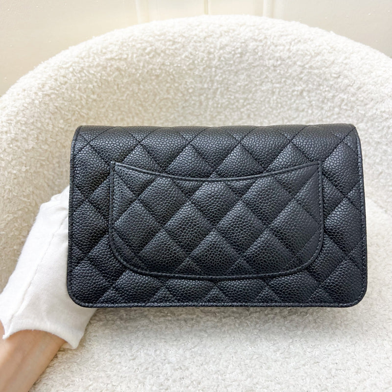 Chanel Classic Wallet on Chain WOC in Black Caviar and SHW (Model: AP0250)