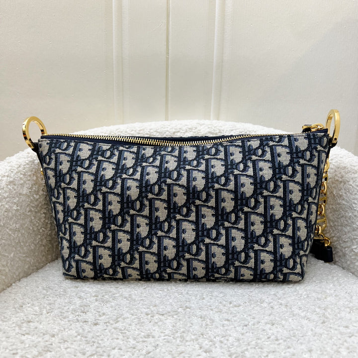 Dior Diorstar Hobo Shoulder Bag with Chain in Blue Dior Oblique