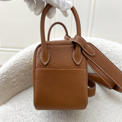 Hermes Mini Lindy in Gold Clemence Leather and GHW