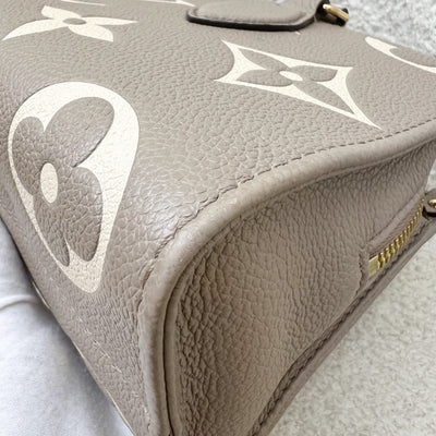 LV Onthego East West in Tourterelle (Grey) / Creme Giant Monogram Empreinte Leather and GHW (Model: M23641)