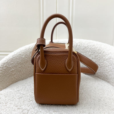 Hermes Mini Lindy in Gold Clemence Leather and GHW