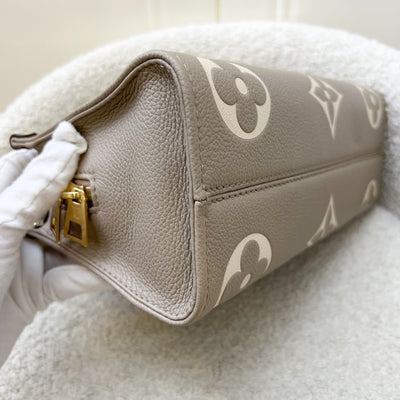LV Onthego East West in Tourterelle (Grey) / Creme Giant Monogram Empreinte Leather and GHW (Model: M23641)