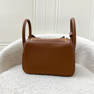 Hermes Mini Lindy in Gold Clemence Leather and GHW